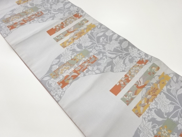 JAPANESE NAGOYA OBI / WOVEN FLOWER & BIRD